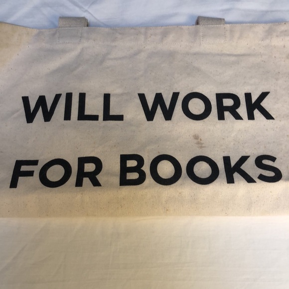 NWT “Will Work for Books” Eco Bags 100% Natural Cotton Tote - Picture 8 of 9
